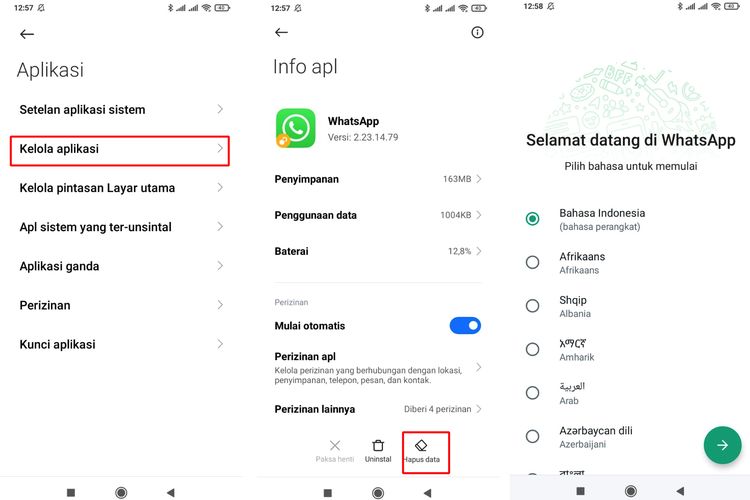 Ilustrasi cara logout WhatsApp tanpa menghapus akun dengan menghapus data aplikasi.