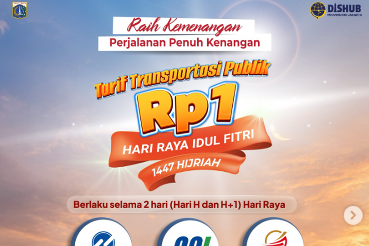 Naik Transjakarta, MRT, dan LRT Cuma Rp 1 saat Lebaran 2026, Ini Syaratnya
