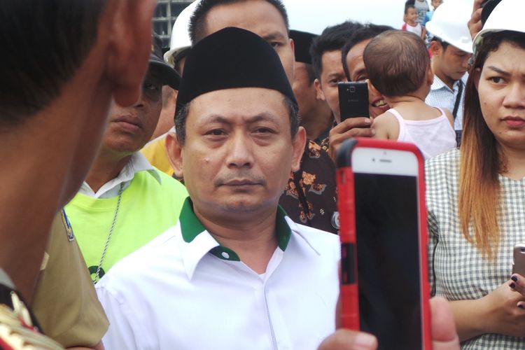 Ketua DPW PKB DKI Jakarta yang juga anggota DPRD DKI Jakarta, Hasbiallah Ilyas, saat meninjau pembangunan Masjid Raya Jakarta, Senin (6/3/2017).