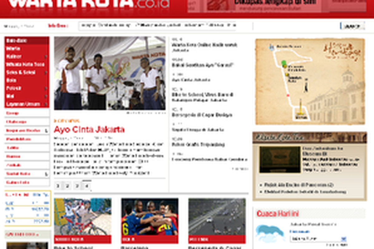 Halaman depan situs Warta Kota.