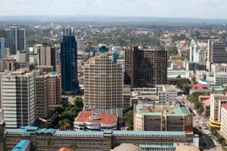 Pusat kota Nairobi, Kenya.