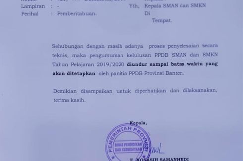 Pengumuman Hasil PPDB SMA dan SMK di Provinsi Banten Ditunda