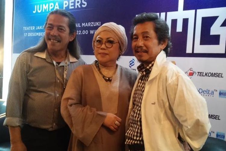 Bimbo dalam konferensi pers konser Indonesia Bernyanyi Bimbo di Hotel JS Luwansa, Jakarta Timur, Jumat (11/12/2015) sore.