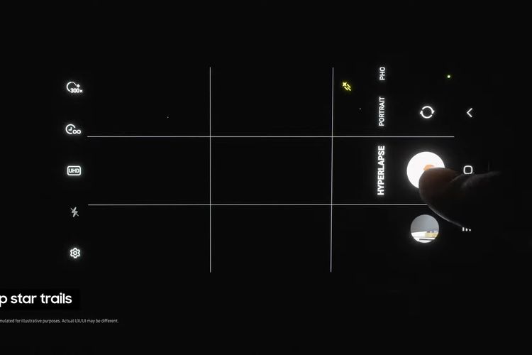 Pengaturan AstroHyperlaps untuk merekam pergerakan bintang di langit dengan Galaxy S23 Ultra.