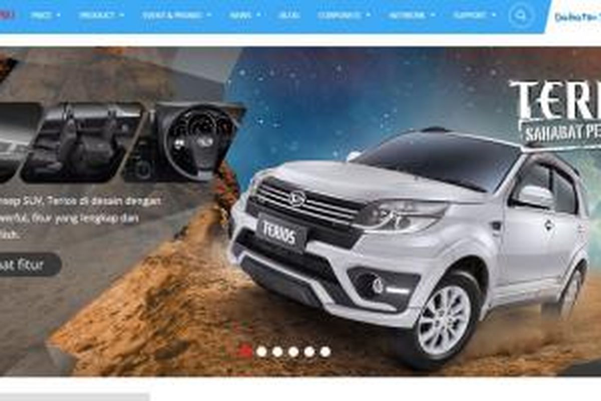 Tampilan terbaru laman depan situs daihatsu.co.id mewakili Daihatsu Indonesia.