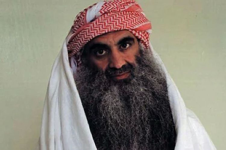 Khalid Sheikh Mohammed, perancang serangan 11 September 2001 yang didalangi Al Qaeda, saat dalam penahanan di Teluk Guantanamo, Kuba.