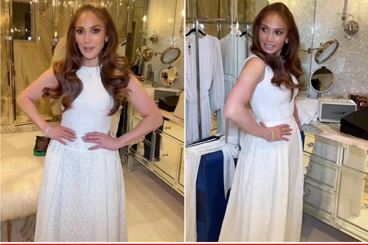 Jennifer Lopez mengenakan gaun pengantin lawasan dari film Hollywood di hari pernikahannya dengan Ben Affleck