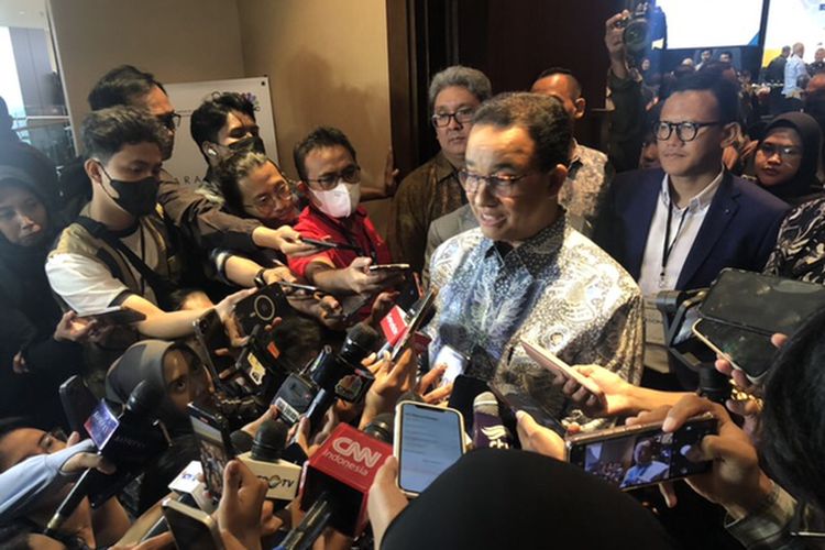 Bacapres Koalisi Perubahan Anies Baswedan di Menara Bank Mega, Mampang Prapatan, Jakarta, Rabu (8/11/2023). 