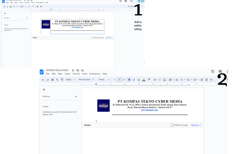 cara membuat kop surat di google docs