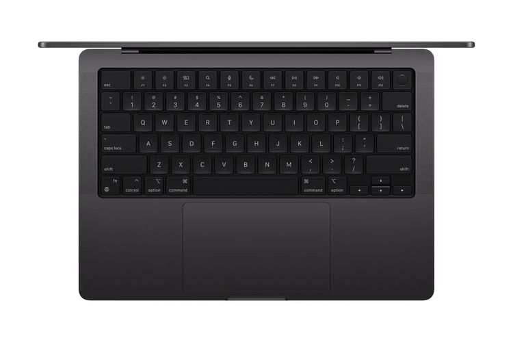 Ilustrasi keyboard MacBook Pro 14 inci dan 16 inci keluaran 2023.