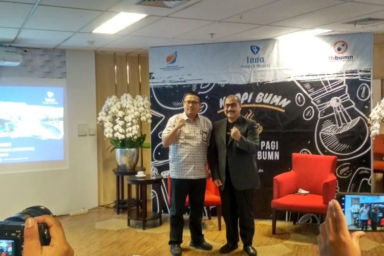Direktur Utama PT Hotel Indonesia Natour Iswandi Said di Kementerian BUMN, Jakarta, Kamis (30/1/2020).