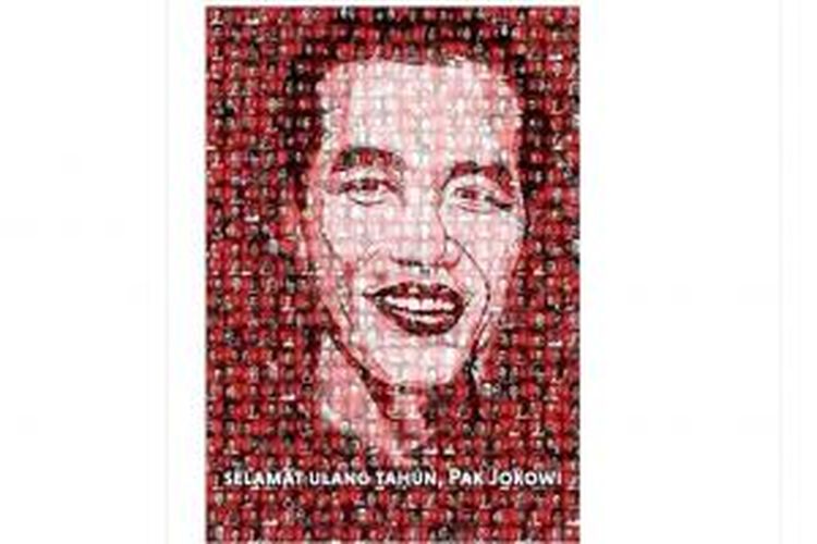 Gambar wajah calon presiden Joko Widodo yang disusun dari kumpulan foto profil pendukungnya, menjadi salah satu 
