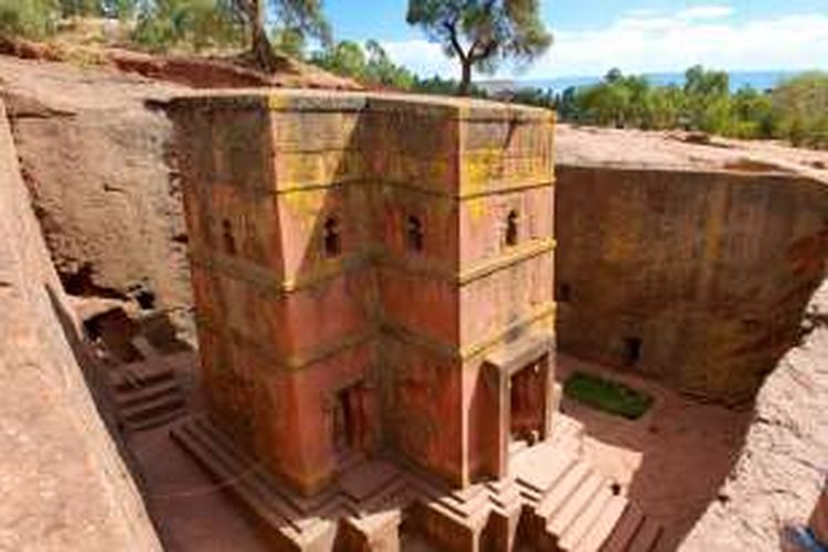 Gereja St. George, situs warisan dunia UNESCO, Lalibela, Ethiopia.