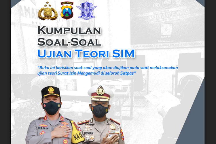 Tangkapan layar cover buku kumpulan soal ujian teori SIM yang diterbitkan Direktorat Lalu Lintas (Ditlantas) Polda Jawa Timur (Jatim).