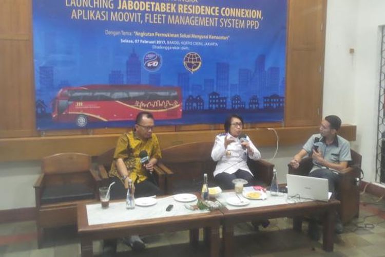 Diskusi yang digelar Badan Pengelola Transportasi Jabodetabek (BPTJ) di Cikini, Menteng, Jakarta Pusat, Selasa (7/2/2017). Acara digelar untuk menjelaskan mengenai rencana peluncuran bus Jabodetabek Residence (JR) Connextion pada 14 Februari mendatang.