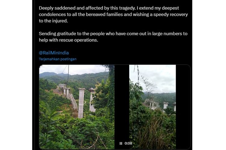 Jembatan kereta api roboh di India