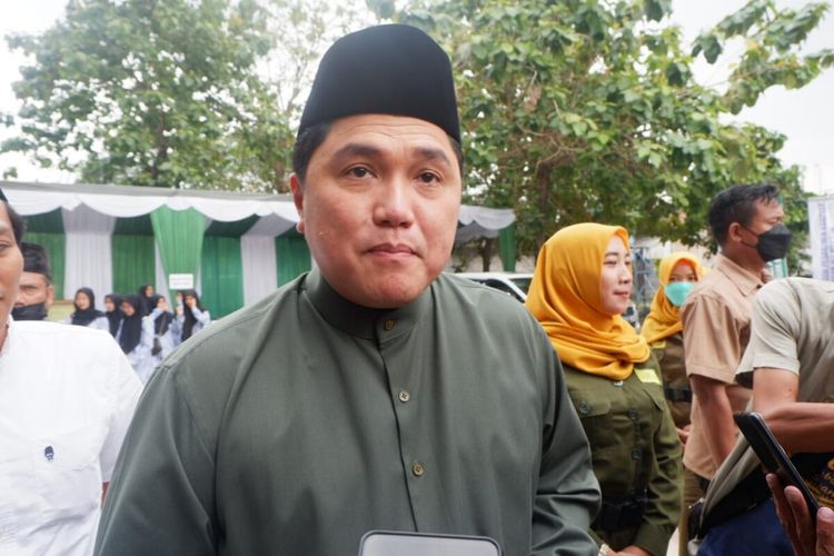 Erick Tohir saat mengunjungi yayasan ali maksum Krapyak, Kabupaten Bantul dalam rangka halaqah fikih peradaban, Kamis (11/8/2022).
