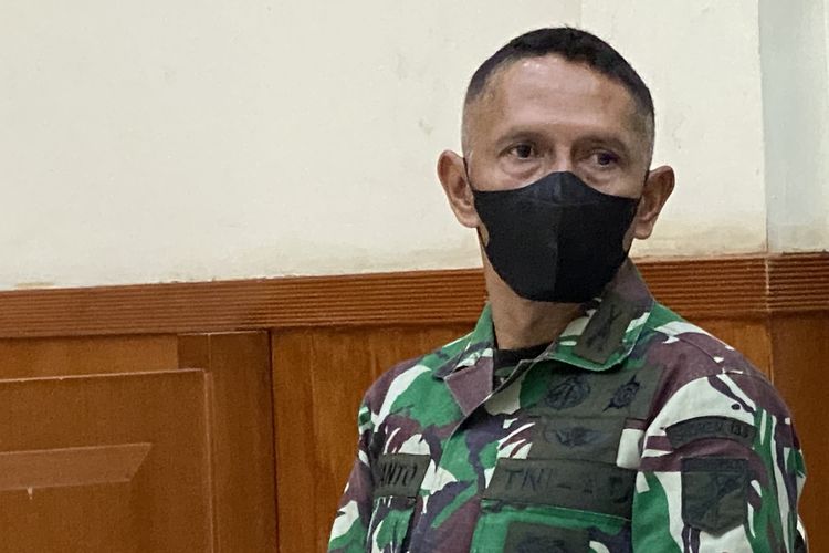 Terdakwa Kolonel Inf Priyanto dalam persidangan di Pengadilan Militer Tinggi II Jakarta, Selasa (15/3/2022).