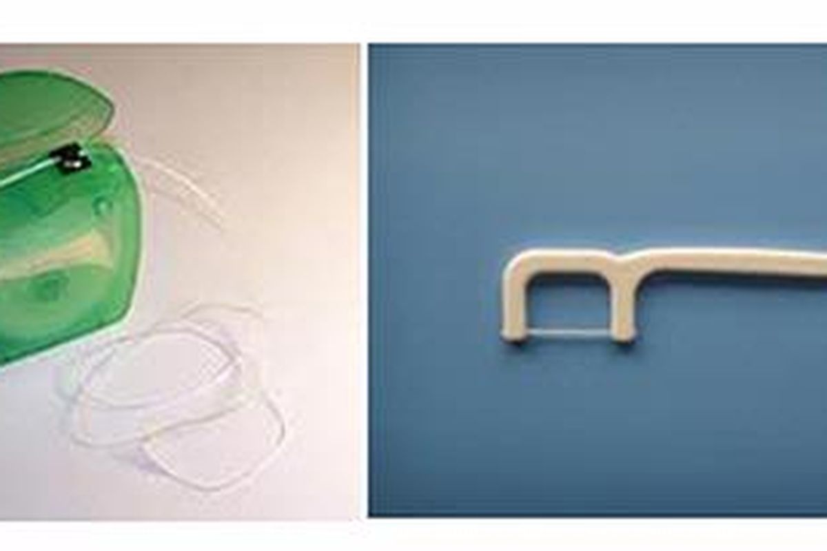 Ilustrasi tusuk gigi dan benang flossing