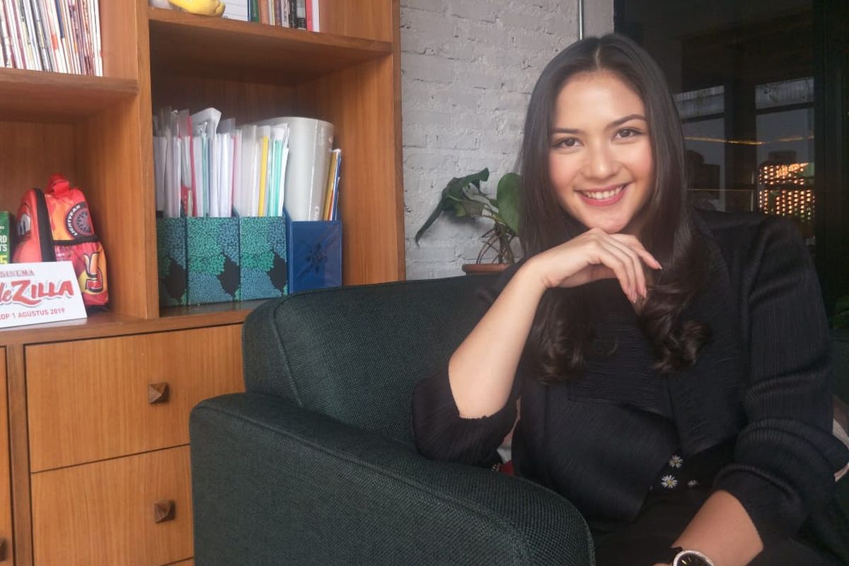 Jessica Mila dalam press junket film Bidezilla di kawasan Cilandak, Jakarta Selatan, Rabu (26/6/2019).