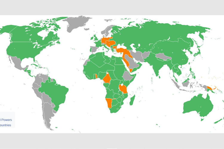 Peta negara-negara yang terlibat Perang Dunia I.