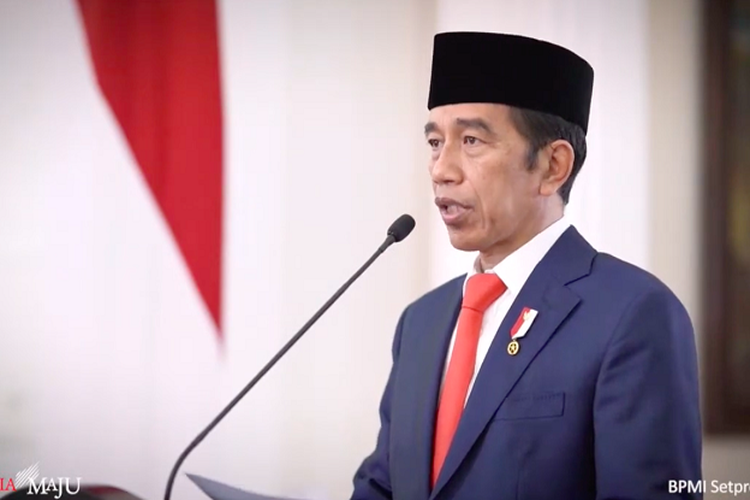 Presiden Joko Widodo saat meresmikan Indonesia Sharia Economic Festival (ISEF) ke-7 tahun 2020 yang digelar secara virtual, Rabu (28/10/2020). 