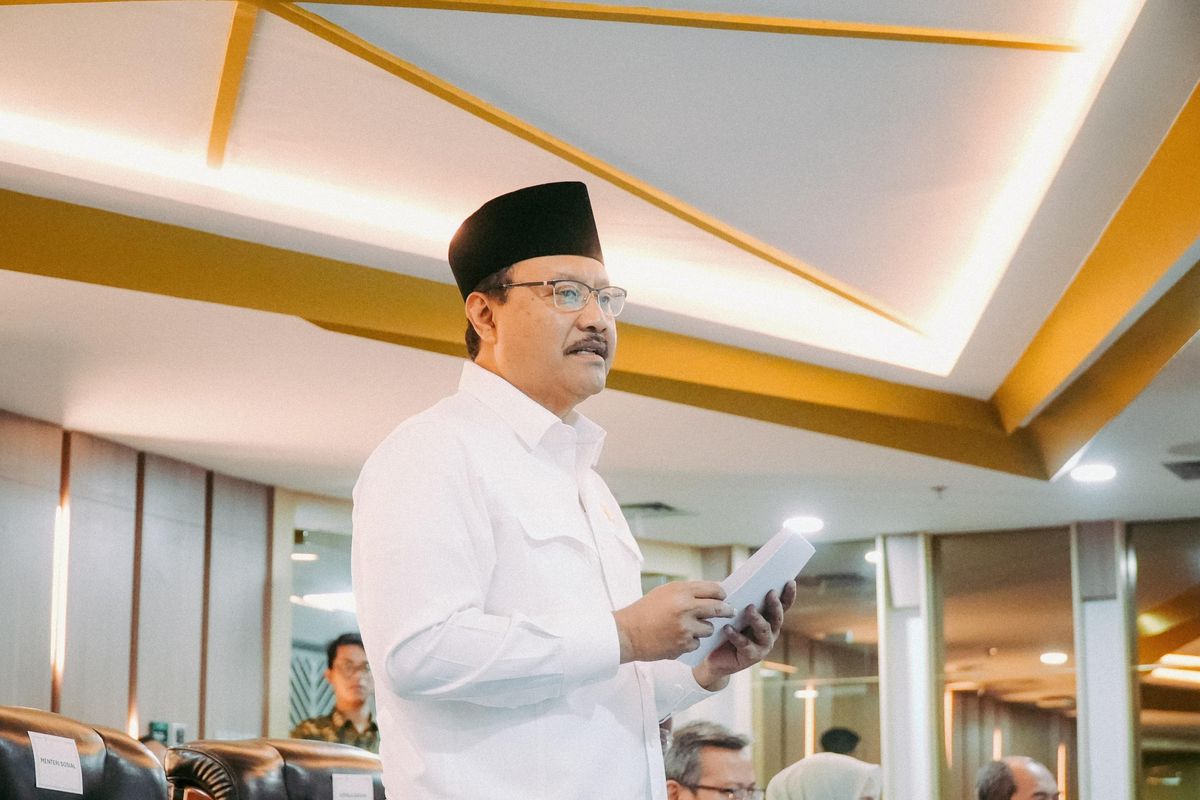 Mensos Gus Ipul saat sosialisasi ground check di Kantor BPS, Jakarta, Rabu (26/2/2025).