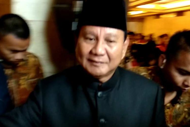 Ketua Umum Partai Gerindra Prabowo Subianto di Balai Sudirman, Kamis (16/11/2017).