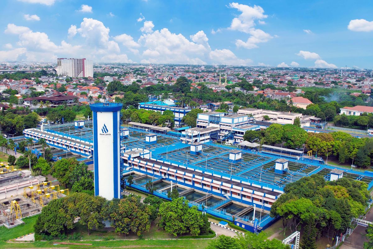Fasilitas pengolahan air PAM Jaya di Jakarta yang menjadi tulang punggung layanan air bersih bagi warga Ibu Kota.