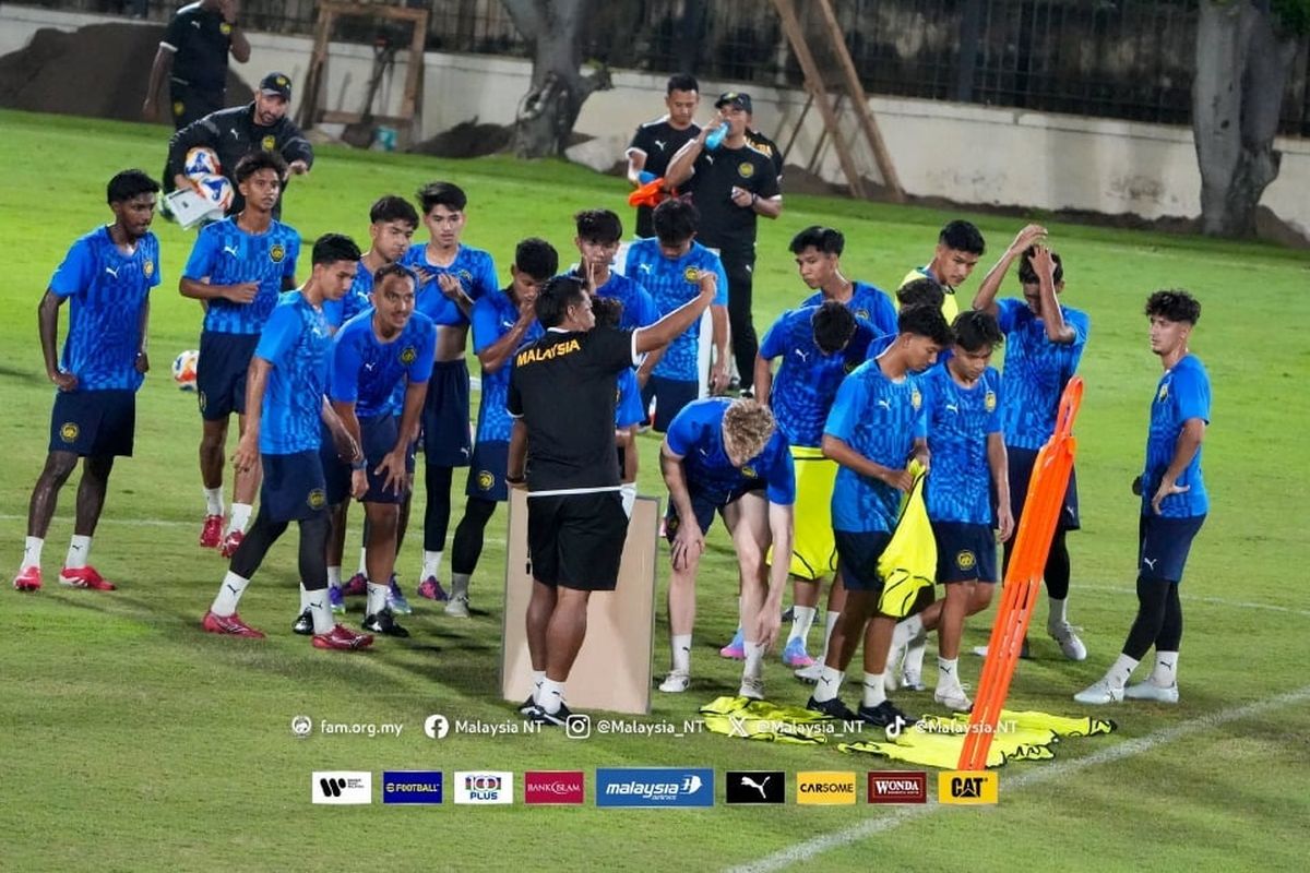 Para pemain Timnas U23 Malaysia berlatih di Jakarta jelang Piala AFF U23 2025 atau ASEAN U23 Championship 2025.