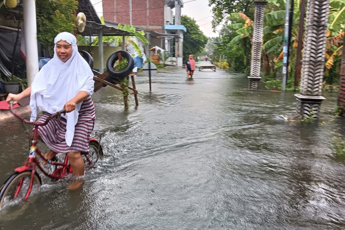 Desa Trosobo, Taman, Sidoarjo, terendam banjir, Senin (19/2/2024).