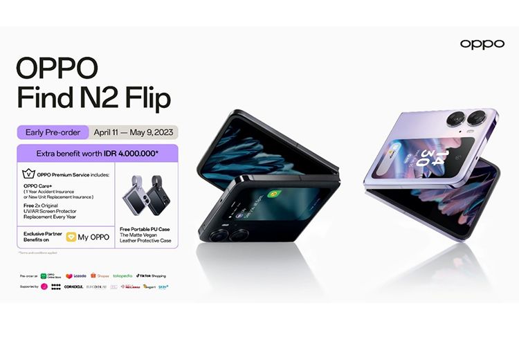 Selama periode early pre-order Oppo Find N2 Flip, konsumen bisa mendapatkan total benefit senilai Rp 4 juta. 