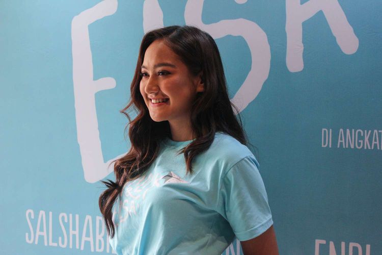 Salshabilla Adriani menghadiri   menghadiri Press  Press conference film Malik dan Elsa di Falcon Bioskop, Duren Tiga, Jakarta Selatan  Rabu (26/2/2020). Film Malik dan Elsa akan tayang pada 2 April  2020.