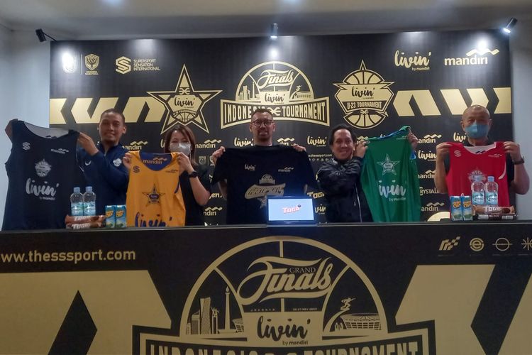 Konferensi Pers Grand Final Kompetisi bola basket 3x3 bertajuk Livin by Mandiri Indonesia 3X3 Tournament 2022 di kawasan Jakarta Selatan, Selasa (22/11/2022).