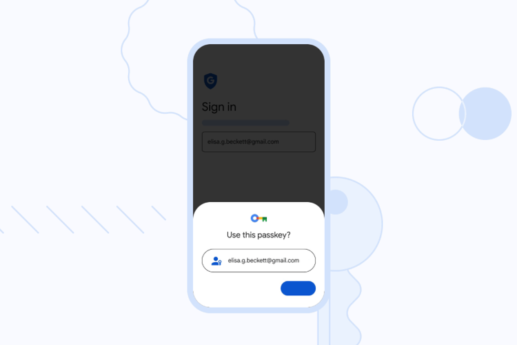 Ilustrasi passkeys Google
