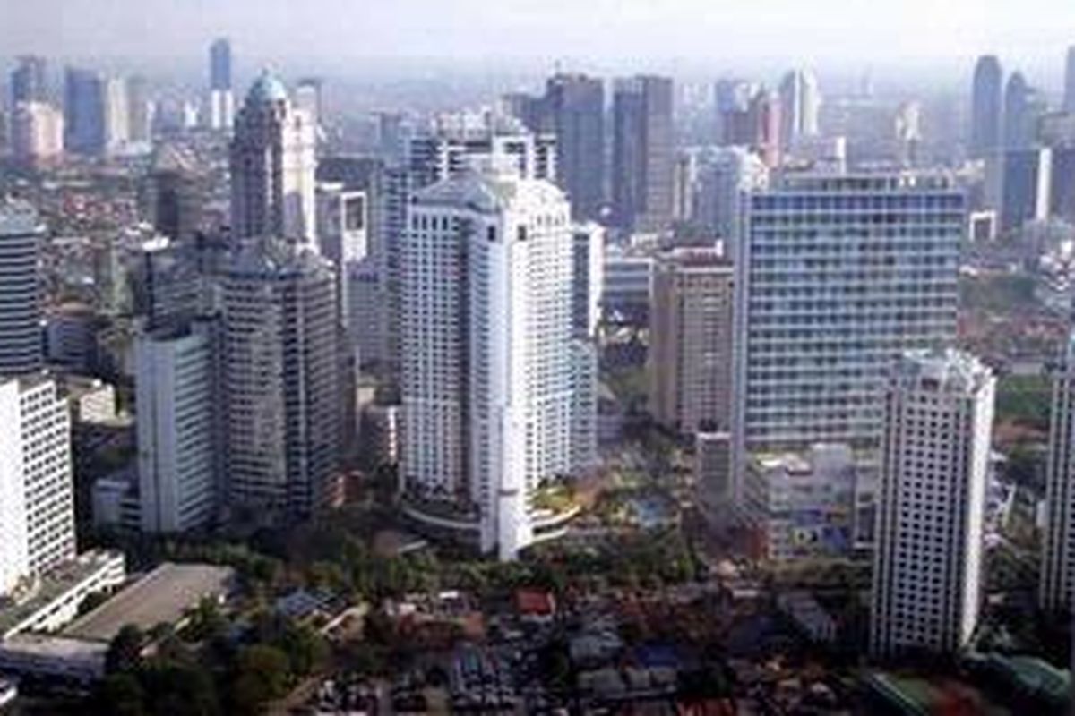 Gedung bertingkat kawasan perkantoran di Jakarta.  