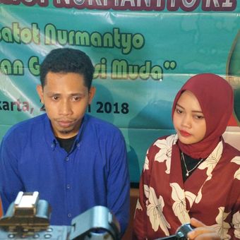 Pengurus dan anggota kelompok anak muda Generasi Muda Milenia usai mendeklarasikan diri mendukung Gatot Nurmantyo maju bertarung di Pilpres 2019.