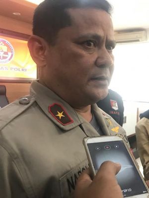 Brigjen Pol Napoleon Bonaparte saat menjabat Kepala Divisi Hubungan Internasional Polri di Gedung Humas Mabes Polri, Jakarta Selatan, Kamis (14/2/2019).