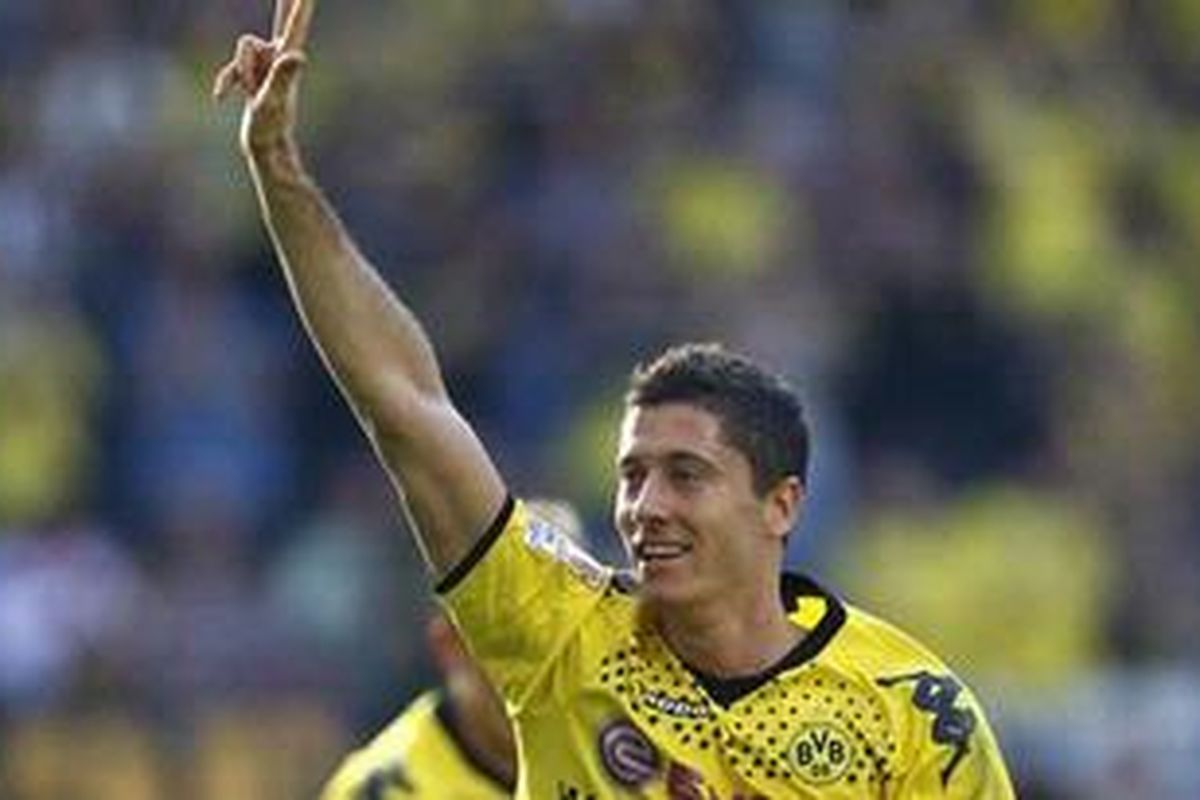 Penyerang Borussia Dortmund, Robert Lewandowski.