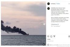 Viral, Video Kapal Terbakar di Perairan Mataram, Bagaimana Persis Kejadiannya?