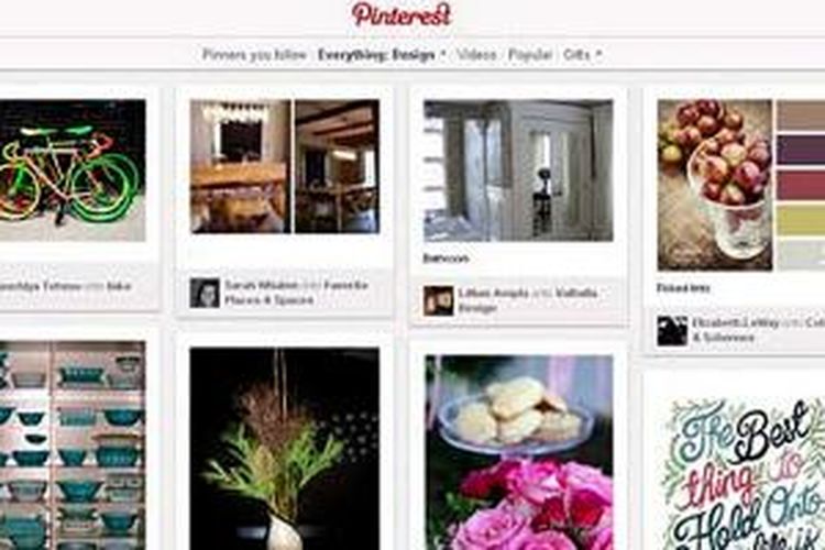 Pinterest merupakan jejaring sosial berbasis foto yang mengelompokan pengguna berdasarkan hobi mereka. 