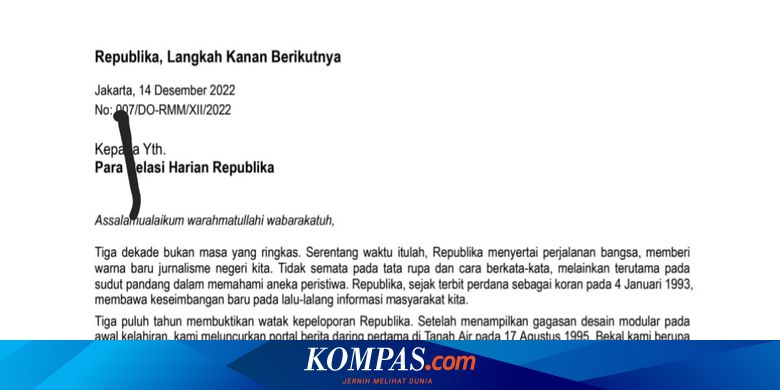 Akhir Tahun Ini, Harian "Republika" Tinggalkan Edisi Koran