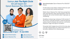 Djarum Beasiswa Plus 2026 bagi Mahasiswa D4/S1, Syarat IPK Minim 3,00