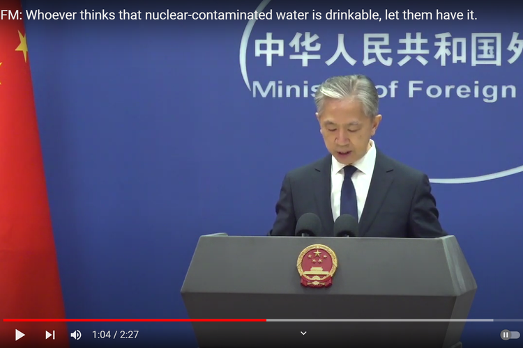 Wang Wenbin meminta Jepang menggunakan air limbah nuklir untuk minum dan berenang
