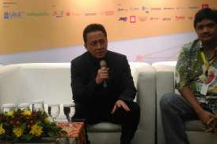 Kepala Bekraf Triwan Munaf saat press conferece dalam Acara IESE, di ICE Sepong (29/4)
