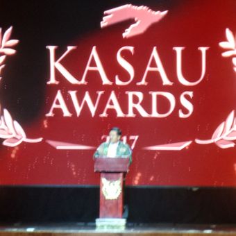 Kepala Staf TNI Angkatan Udara Marsekal Hadi Tjahjanto saat membuka KSAU Award 2017 di The Kasablanka Jakarta, Sabtu (25/11/2017).