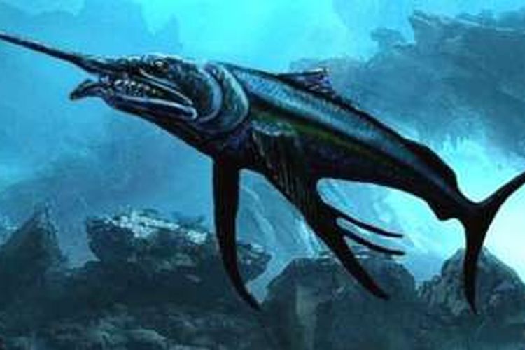 Fosil yang ditemukan itu diduga berasal dari spesies Australopachycormus hurleyi, ikan bersirip kipas dengan moncong runcing yang panjangnya tiga meter.