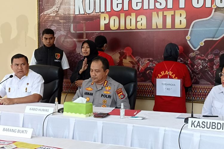 Jumpa pers Polda NTB terkait pengungkapan kasus TPPO, Rabu (6/9/2023).