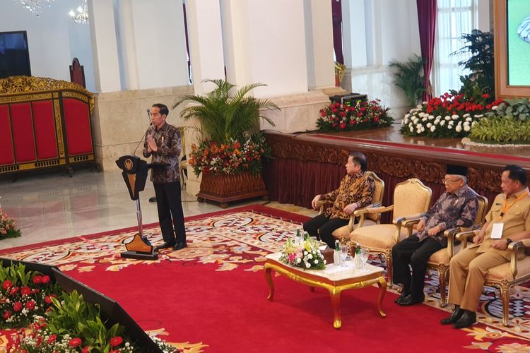 Presiden Joko Widodo membuka Musyawarah Rencana Pembangunan Nasional dan RPJMN 2020-2024 di Istana Negara, Jakarta, Senin (16/12/2019).