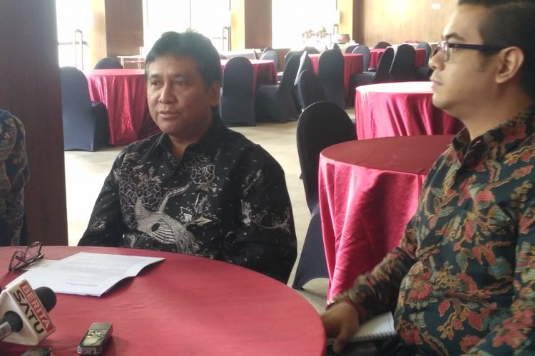 Ketua Umum Asosiasi Pengusaha Indonesia (APINDO) Hariyadi Sukamdani dalam konferensi pers di Jakarta, Selasa (21/8/2018).
